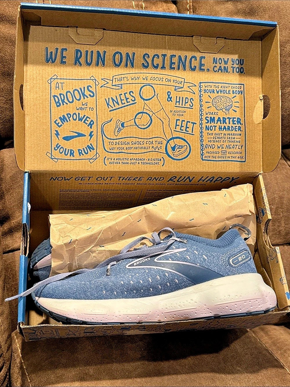 Brooks Glycerin StealthFit 20 Blue & Pink Athletic Shoes US 9